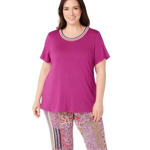 Cuddl Duds 2 Piece Patchwork Pink Pajama Set Pockets Comfort Size L